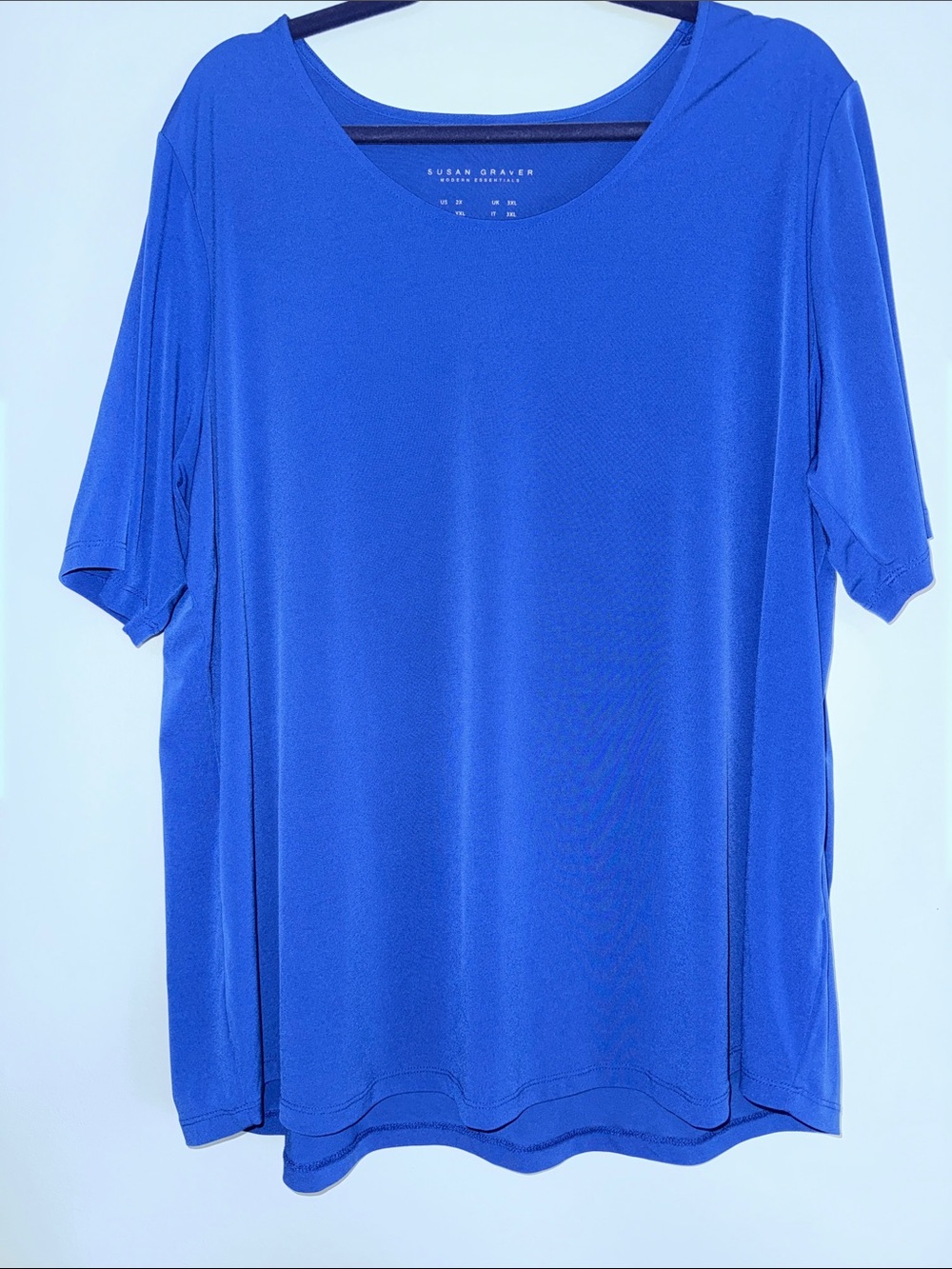 Susan Graver Royal Blue Short Sleeve Knit Top